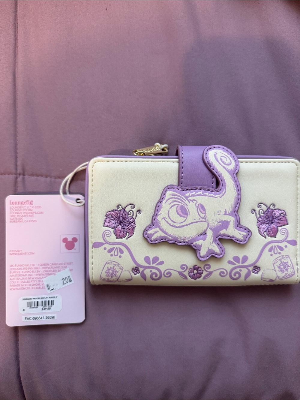 Disney Kids Lilac & Cream Tangled Pascal  Zip Wallet loungefly